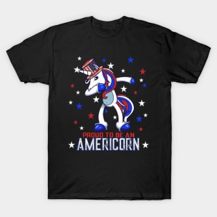 Dabbing Unicorn 4th of July- T-Shirt